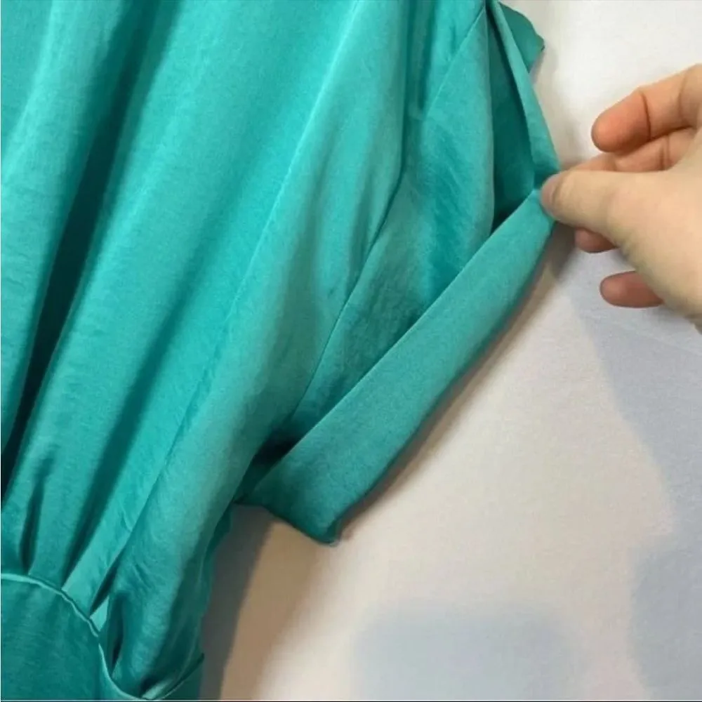 By Malene Birger green satin shirt sleeves mini dress XL Green - Image 4