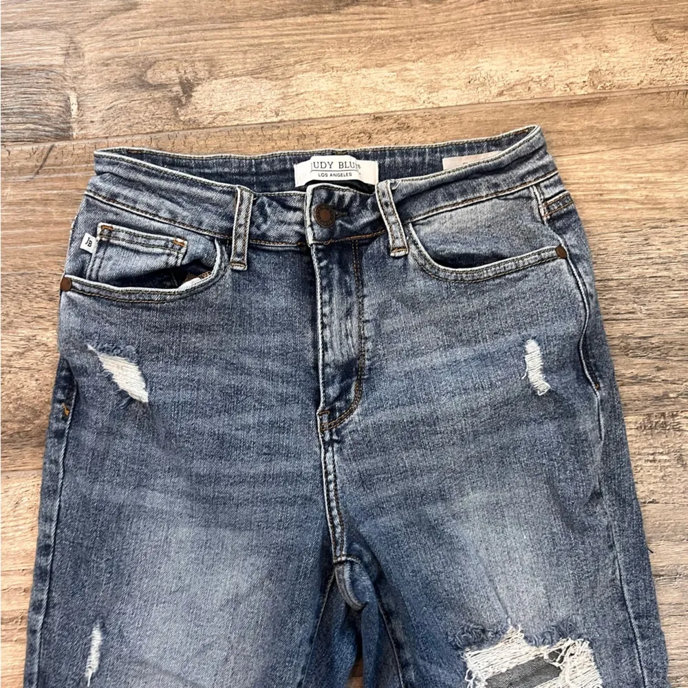 JUDY BLUE LOS ANGELES SLIM FIT WOMENS JEANS MEDIUM WASH DISTRESSED Sz 5/27 #257 - Image 10