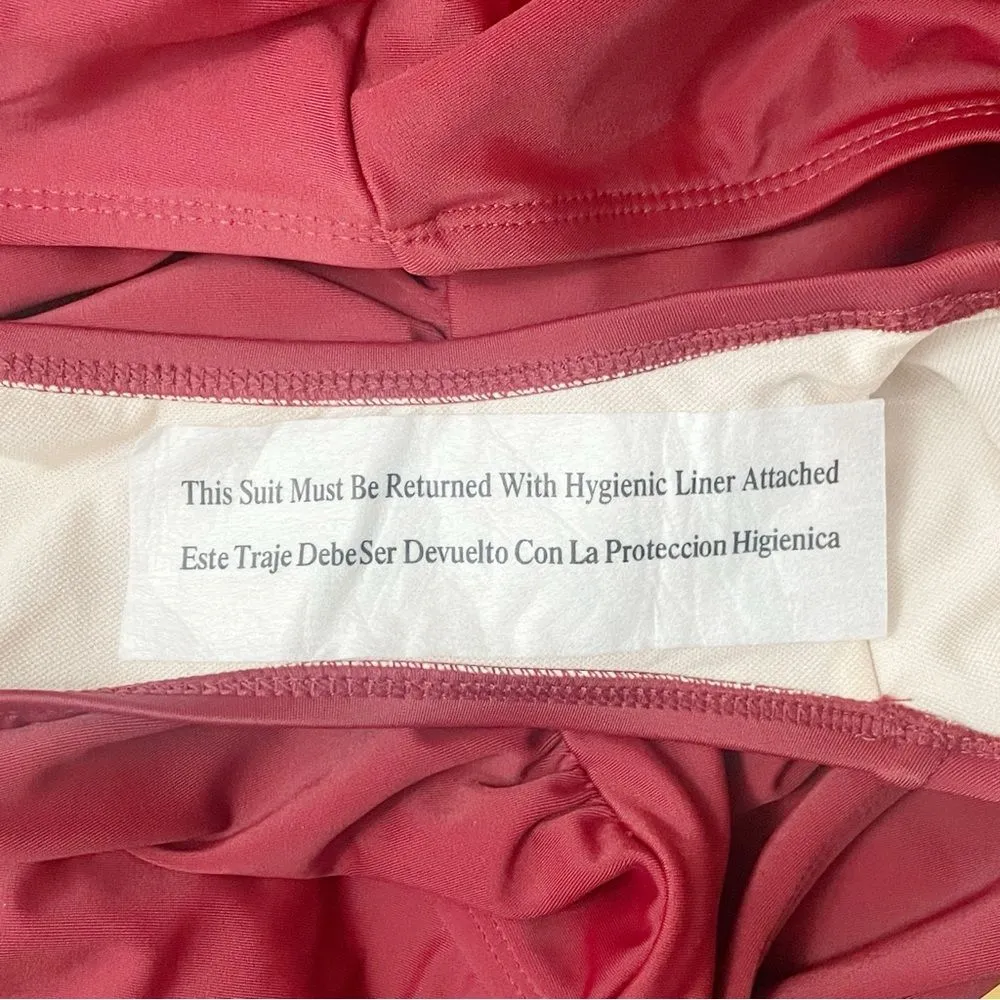 NWT Kona Sol One Piece Swimsuit Size 22W Brick Red Ruffle Strap Ruched Plus Size - Image 11