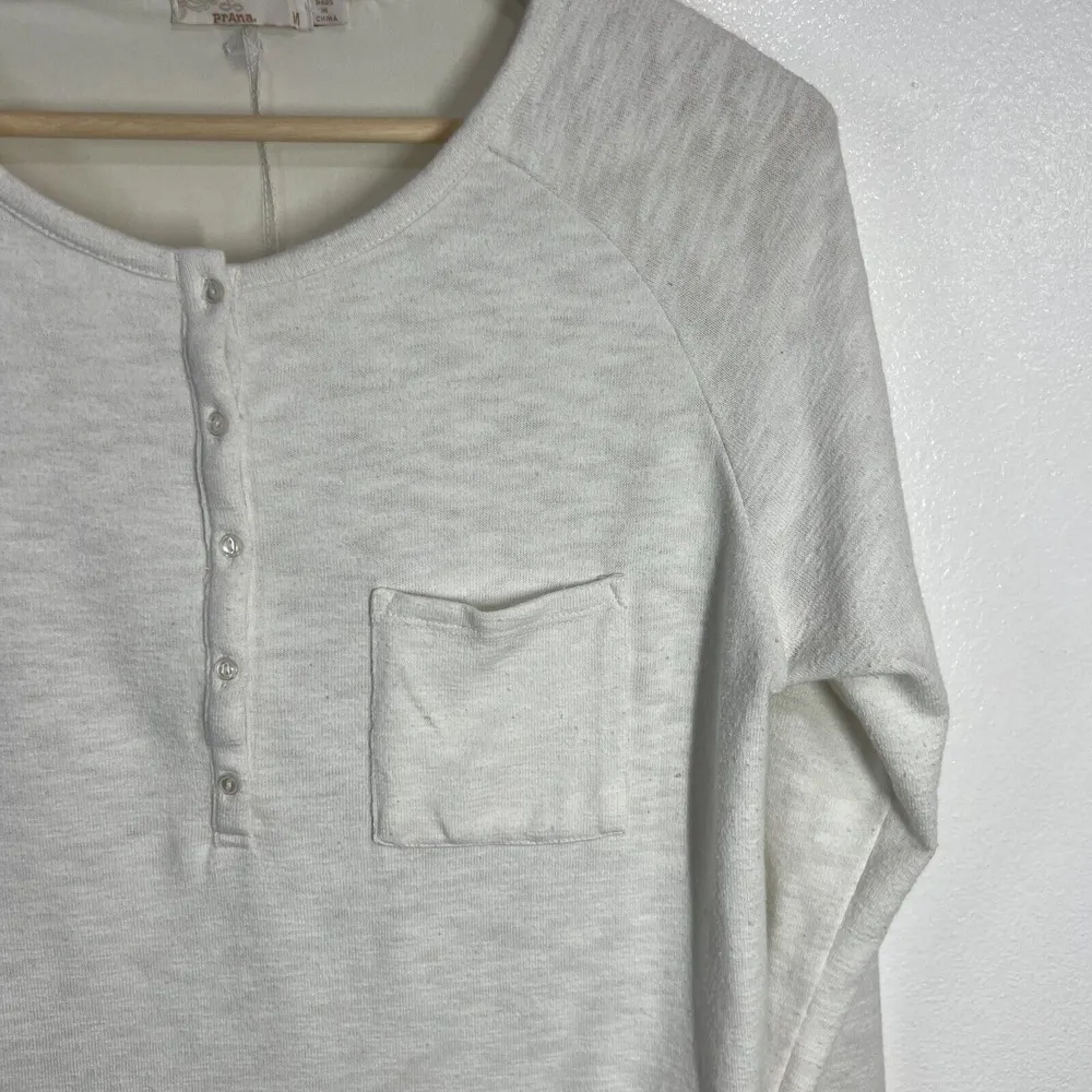 prAna Hensley Henley Top Womens Medium Beige Organic Cotton Blend Soft Casual - Image 9