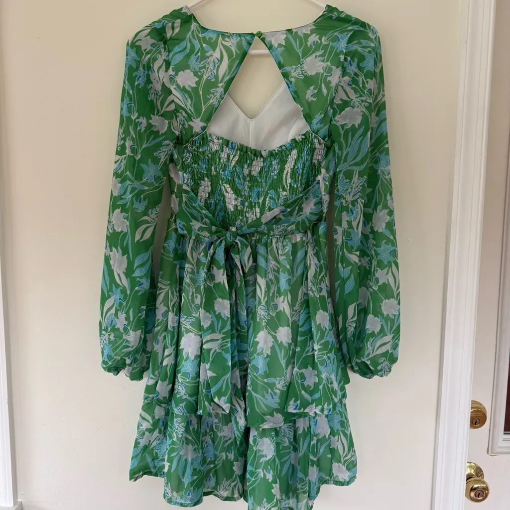 Jessica Simpson Vibrant Green Floral Mini Dress Size XS - Image 6