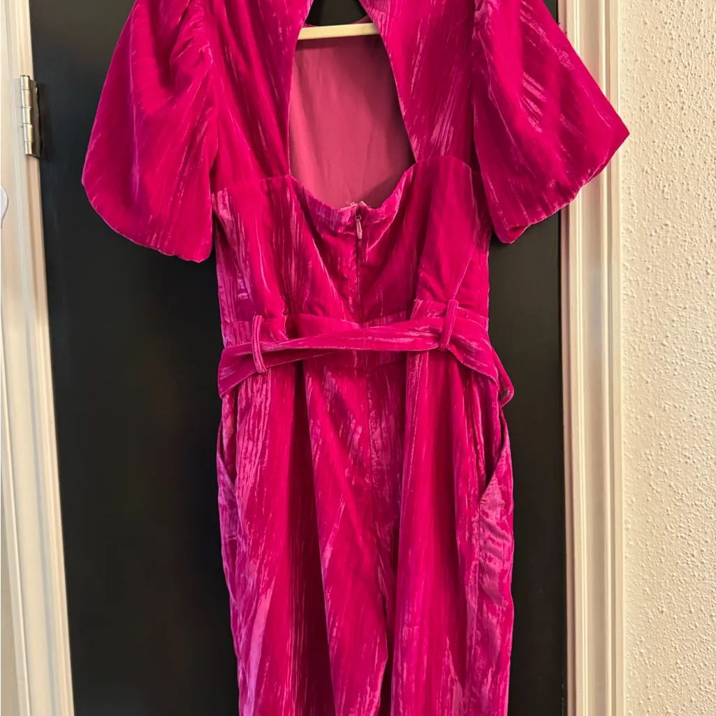 Adelyn Rae open back, velvet, hot pink - jumpsuit - Image 3
