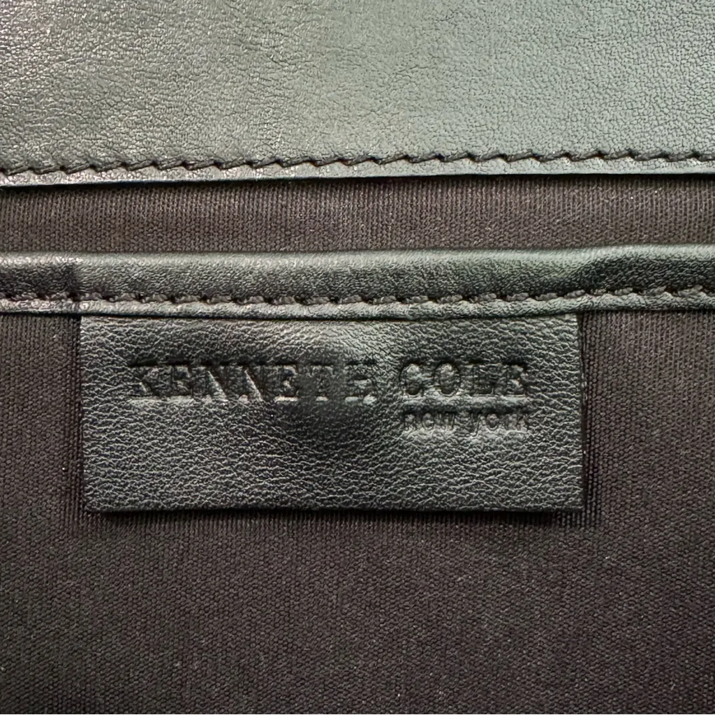 Kenneth Cole Black Leather  Mini Flap Shoulder Bag Purse Evening Baguette Clutch - Image 4