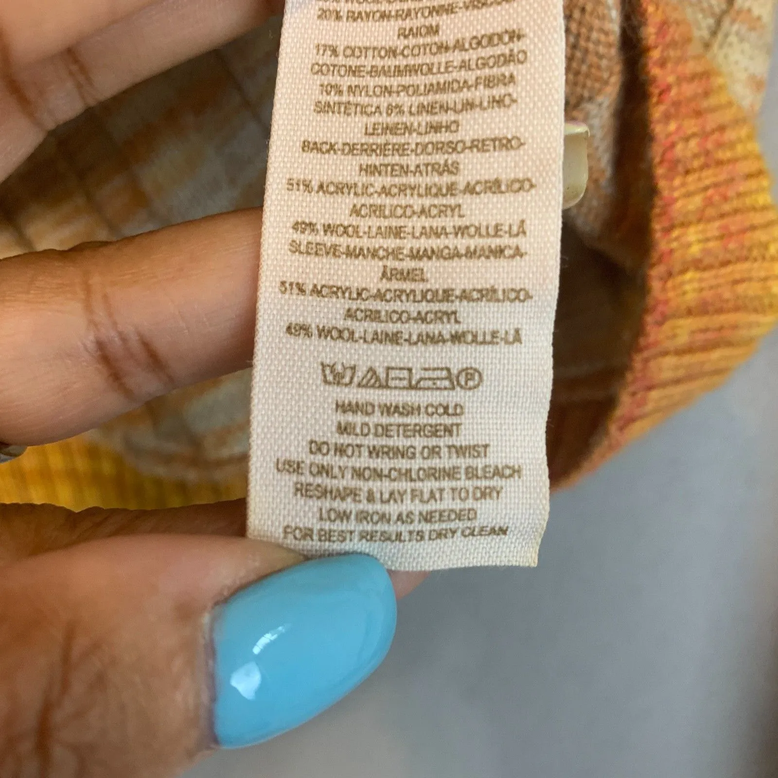 Free People Ribbed Knit Sweater Orange Rust Ombre Gradient Long Sleeve Top Small - Image 4