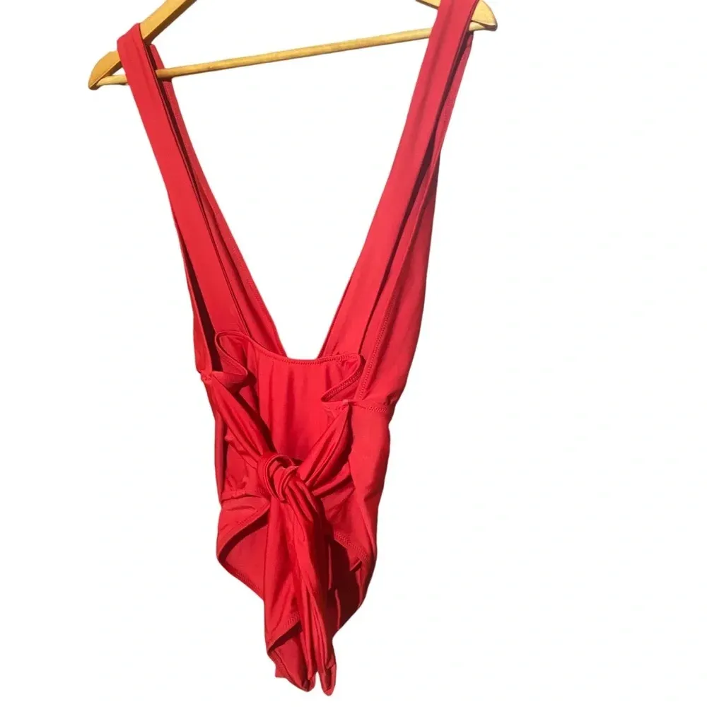 Aerie Red Tie Back Full‎ Coverage One Piece Swimsuit Size Medium - Image 4