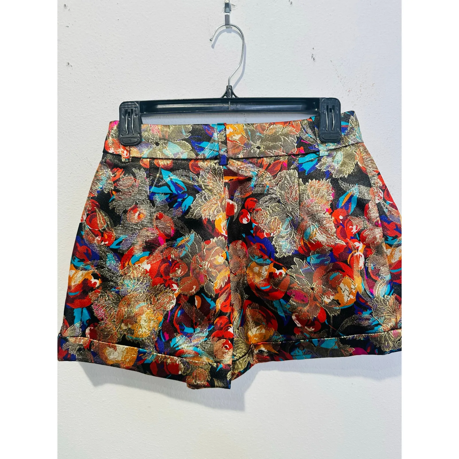 YVES SAINT LAURENT NEW Multicolor Floral Silk Blend Mini Shorts size FR 38 US M - Image 4