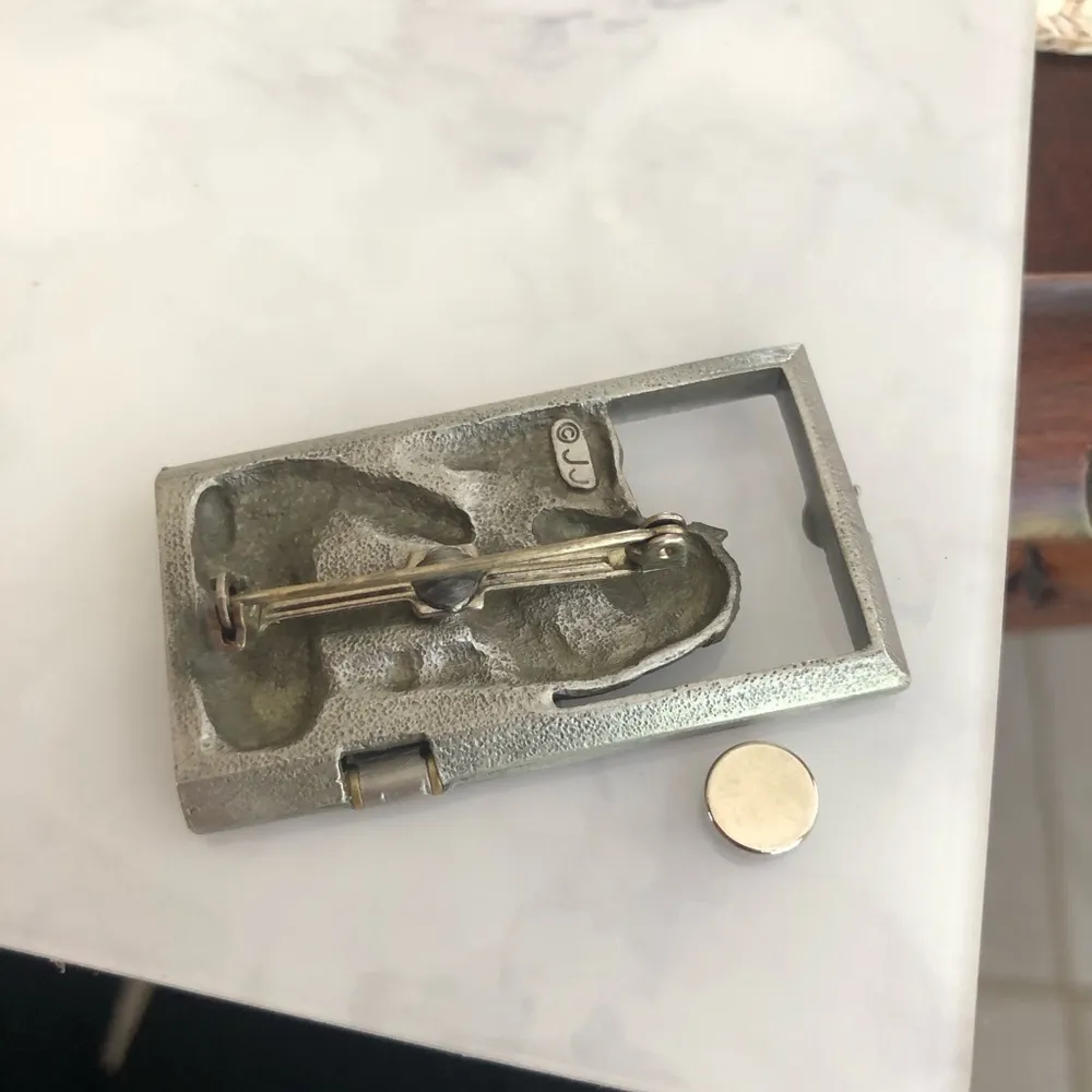 Vintage Stamped JJ Horse and Baby Brooch - Image 3