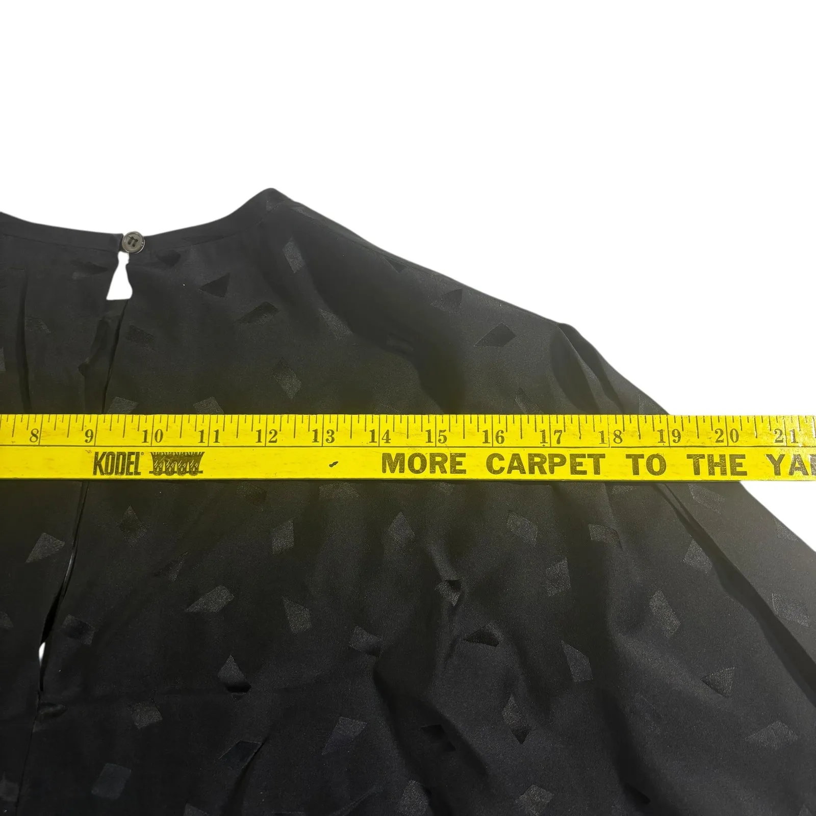 Evan-Picone Silk Blouse Long Sleeve Keyhole Neckline Black Diamond Pattern 8 - Image 8