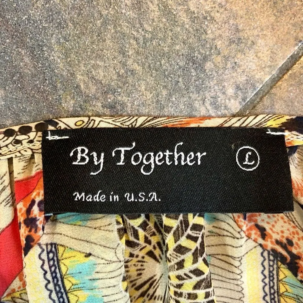 By Together Sheer Pull On Multicolor Blouse Lace Sleeve Trim Size Large - Image 5