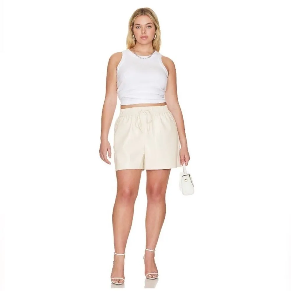 NEW Good American Better Than Leather Shorts Elastic Waist Bone Size 6 3XL - Image 12