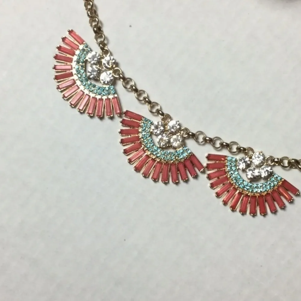 Fan‎ shape boho statement necklace Blue - Image 4