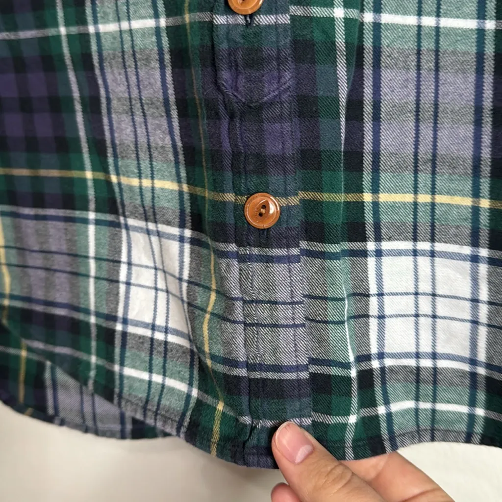 J Crew Boyfriend Cotton Shirt Brushed Flannel in Ridge Plaid Tartan size 2P - Image 8