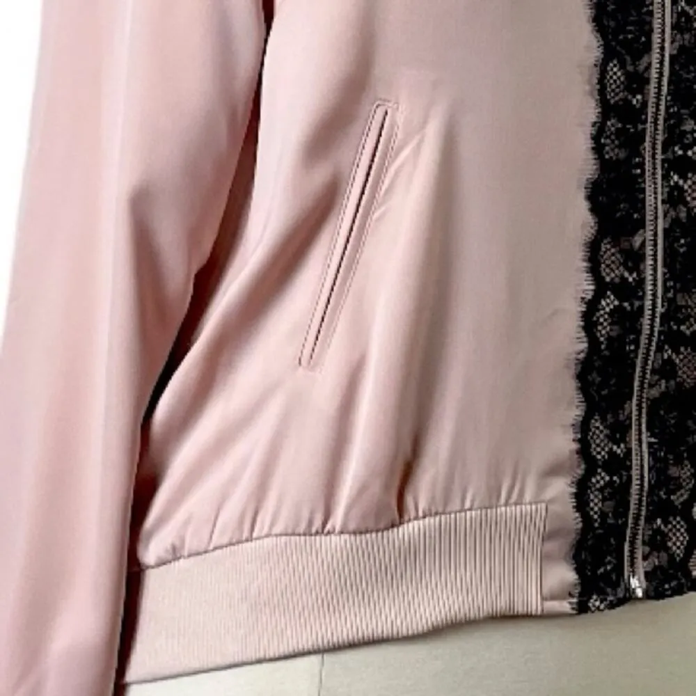 Lane Bryant Jacket Sateen Lace Soft Bomber Blush Pink Black Women’s Size 14/16 - Image 10