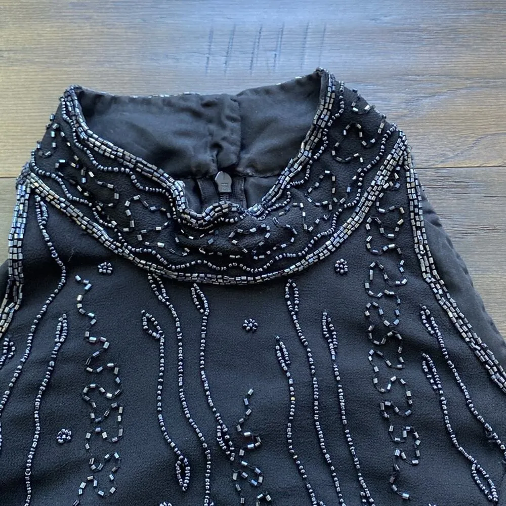 VINTAGE CHADWICKS Halter Womens Sz Large Black Beaded Cocktail Glam - Image 3