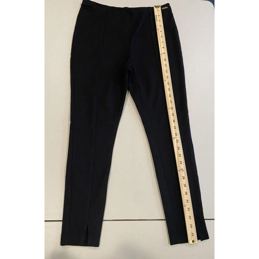 T Tahari Pants Womens Med Black Pull-On Stretch Ponte Front Slit Travel Workwear - Image 3
