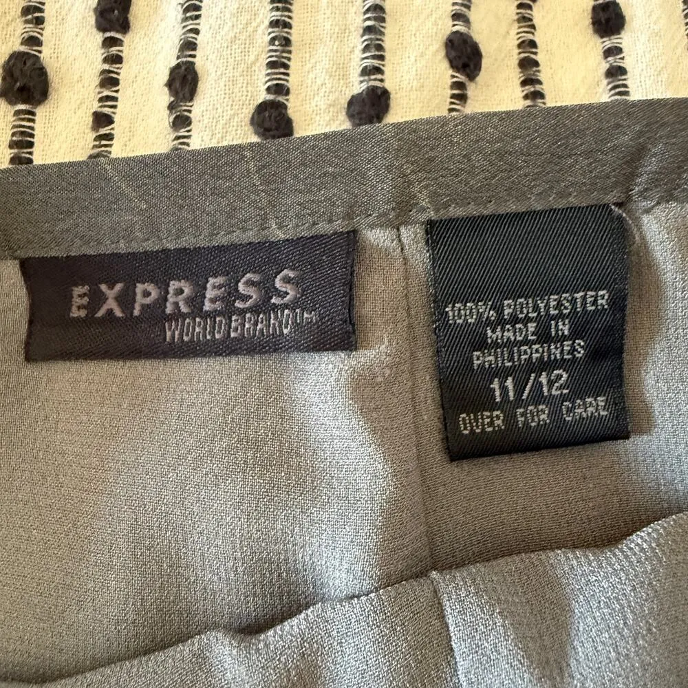 Y2K Vintage EXPRESS | Gray Double Layer Organza Gray Floral Column Skirt | 11/12 - Image 6