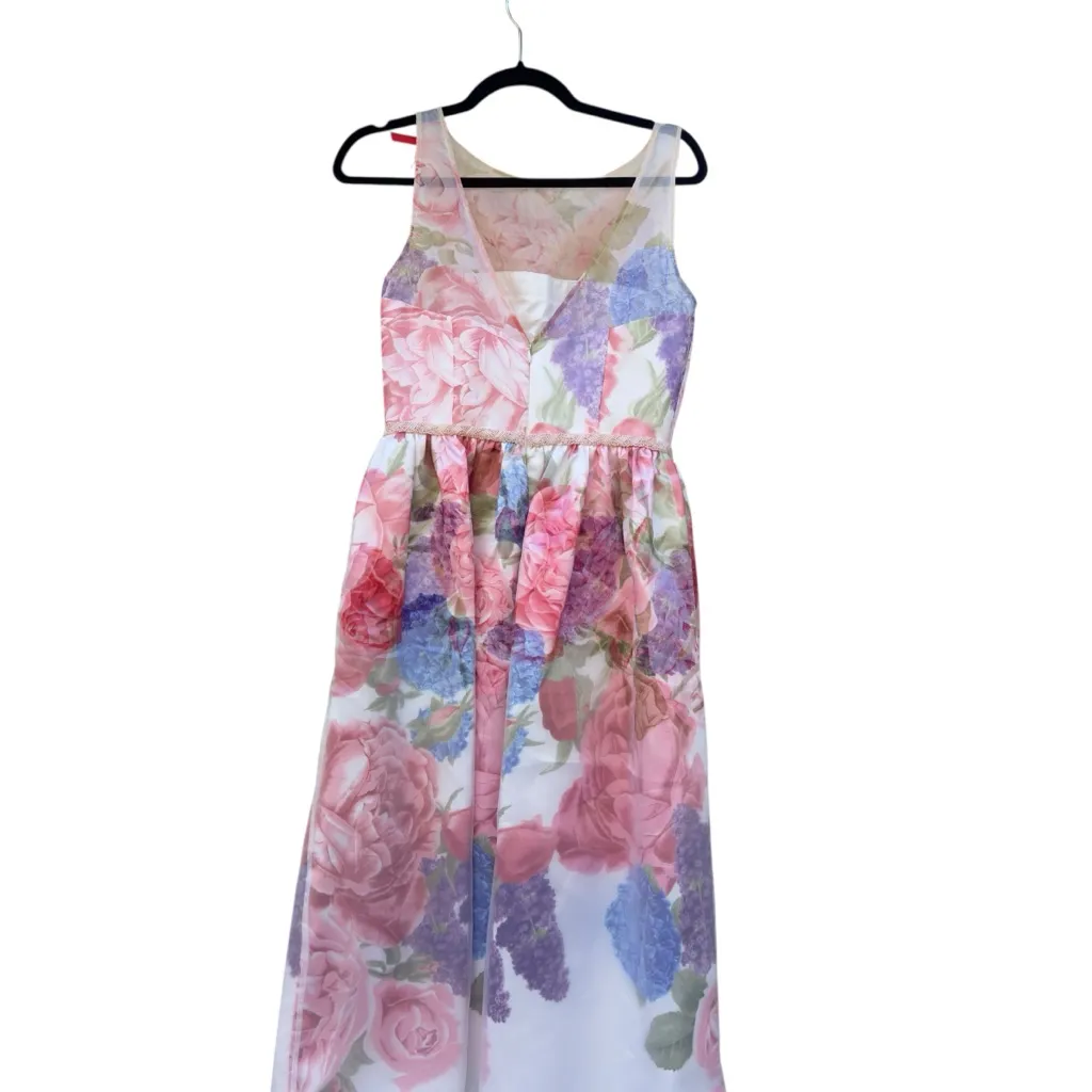 Carmen Marc Valvo Infusion Floral Midi Dress Size 4 Summer Wedding Guest in EUC - Image 14
