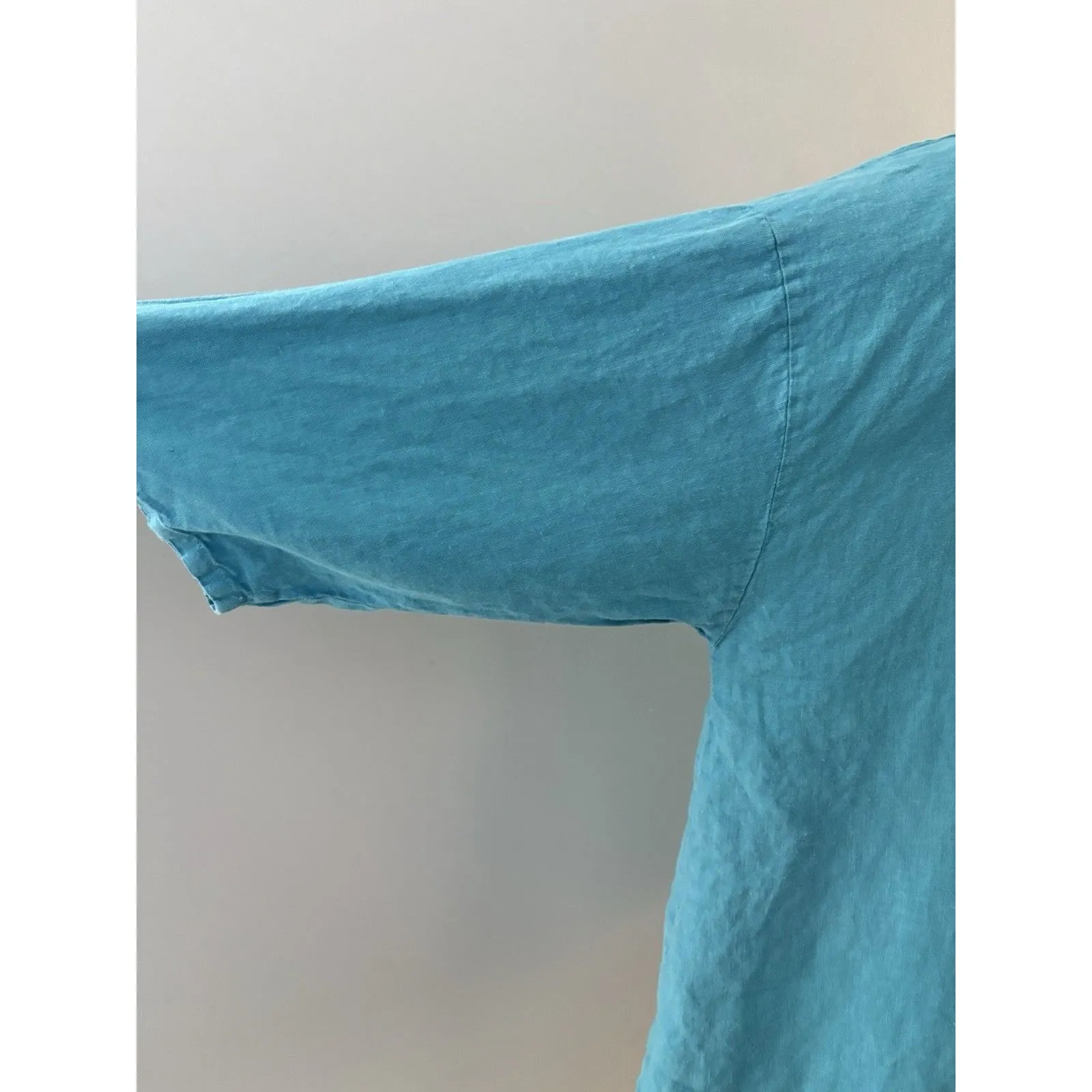 Bryn Walker 100% Linen Tunic Sz Small Blue Lagenlook Oversized Boxy Lightweight - Image 7