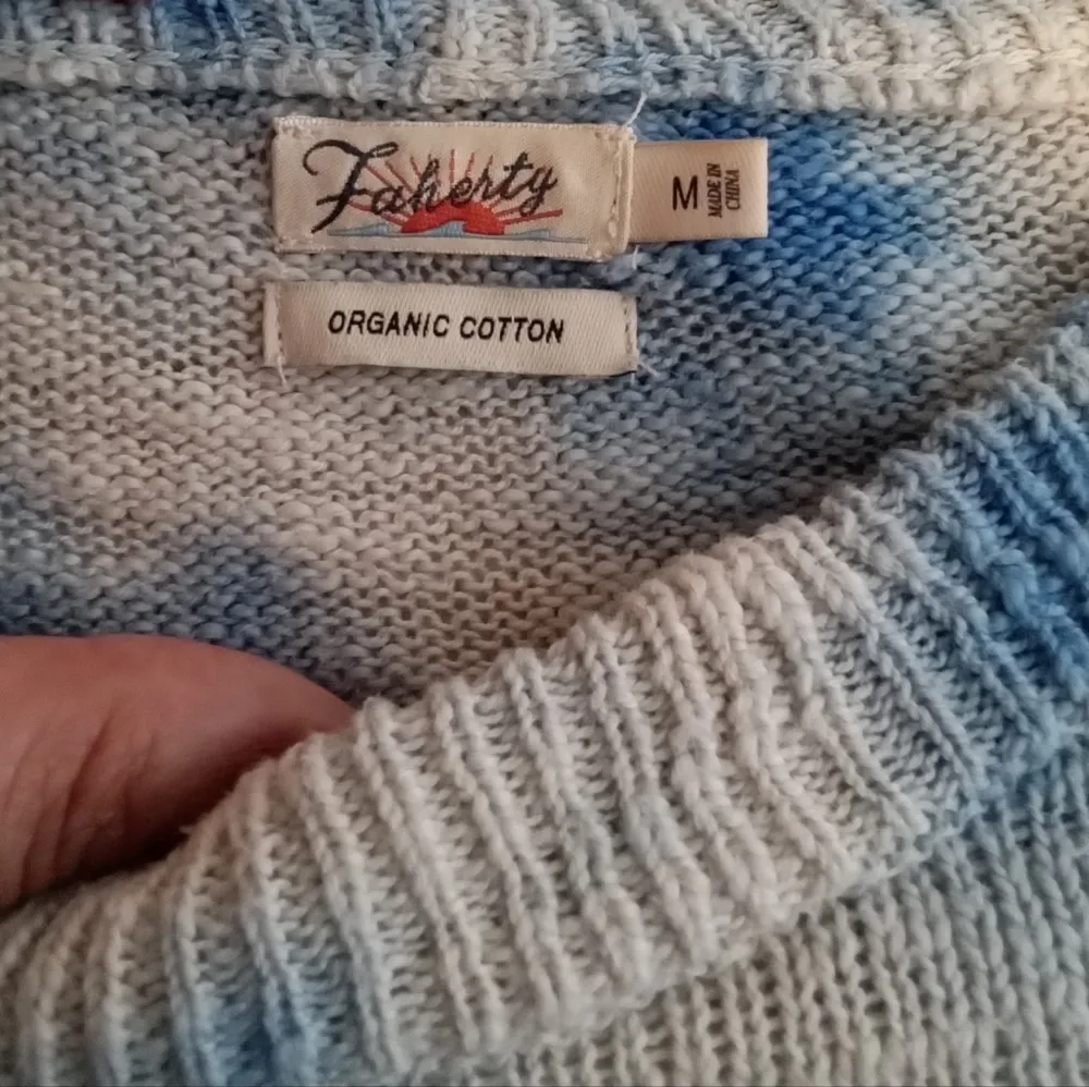 Faherty organic cotton tie dye long sleeve sweater coastal women medium - Image 3