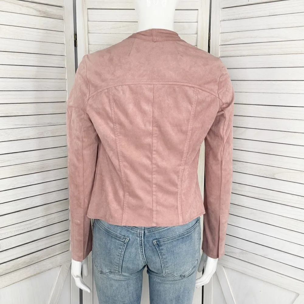 Kut from‎ the Kloth Tayanita Faux Suede Jacket Rose Pink XS Open Waterfall - Image 5