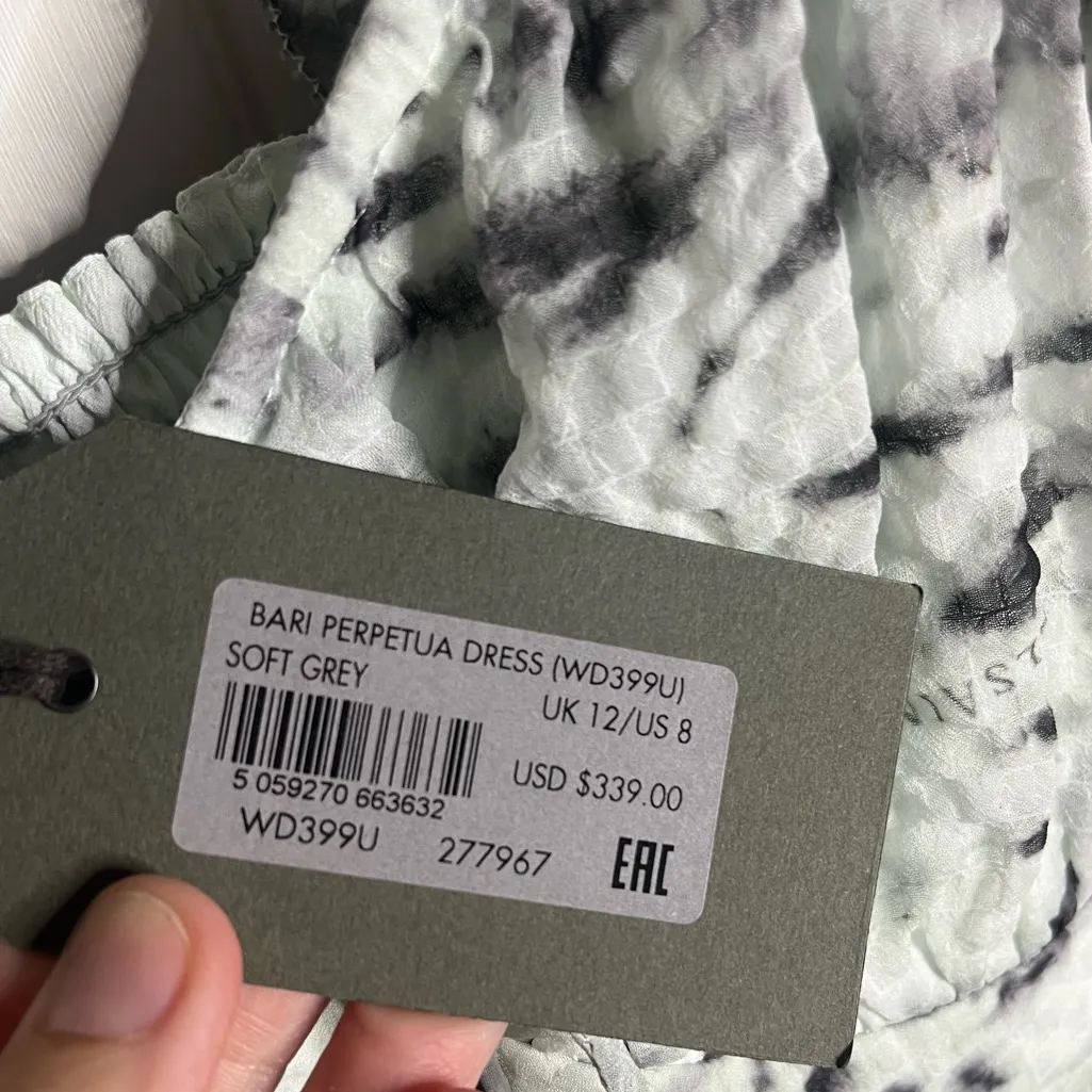 ALL SAINTS NEW NWT Bari Perpetua Long Sleeve Dress In Soft Grey Size 8 women’s - Image 6