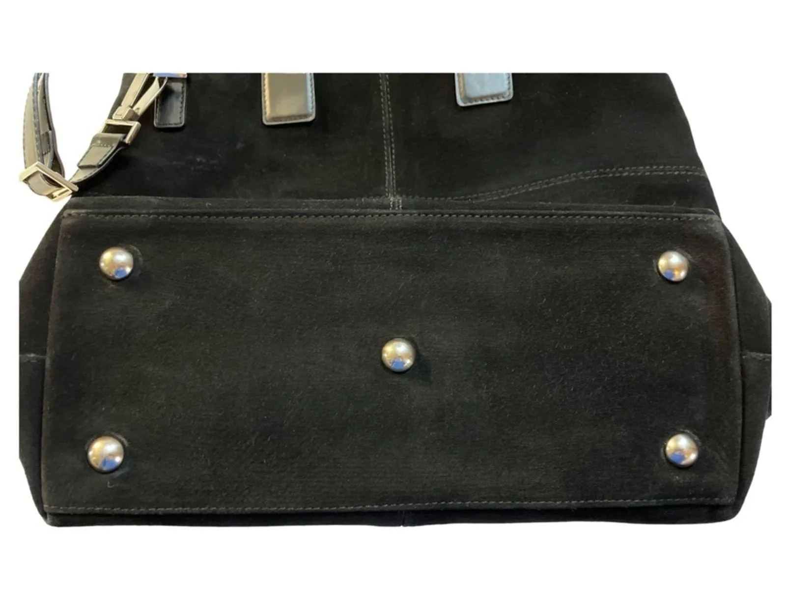 Gucci Tom Ford Vintage Made In Italy Black Suede Tote Bag Rago Bros Restored - Image 9