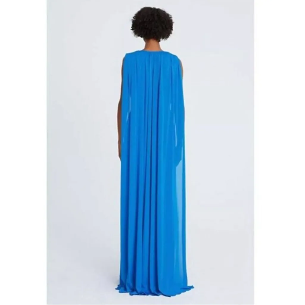 NWT Halston Heritage Ashley Azure Royal Blue Plunge Maxi Dress Size 6 - Image 3