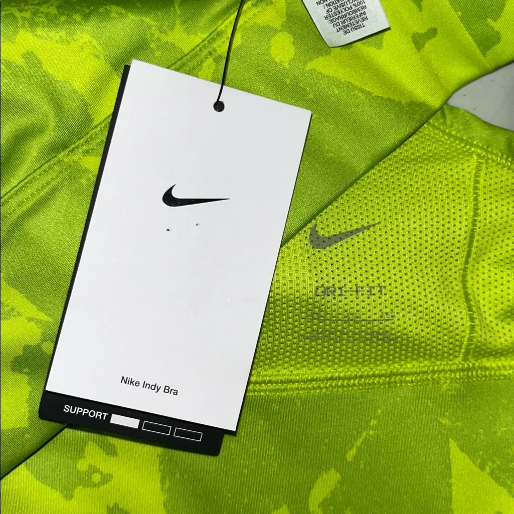 Nike Dri-Fit NWT Sz XXL Lime Green - Mesh Light Support Training Indy Sports Bra - Image 3