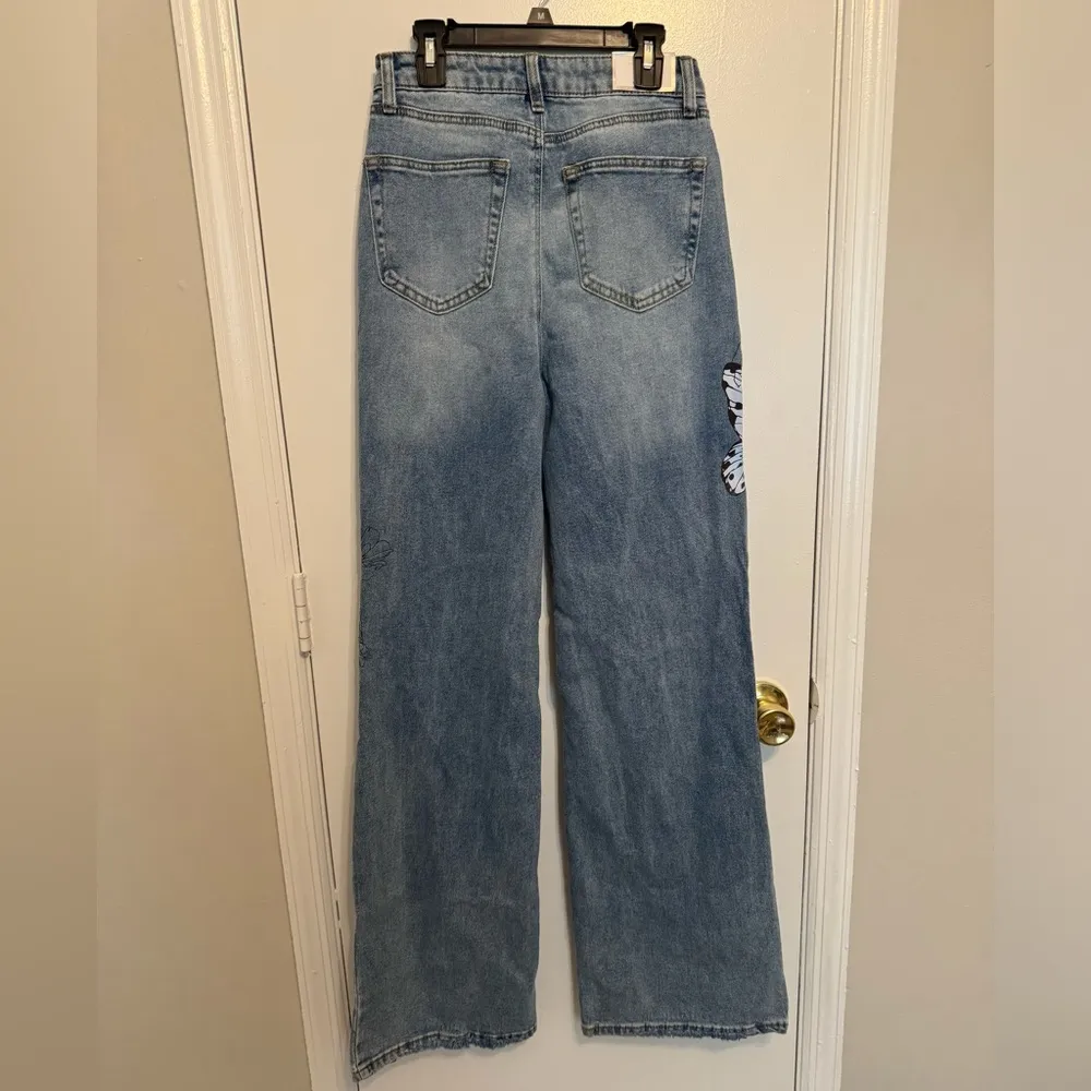 TINSELTOWN High Rise Graphic Wide Leg Jeans Size 5/27 - Image 5