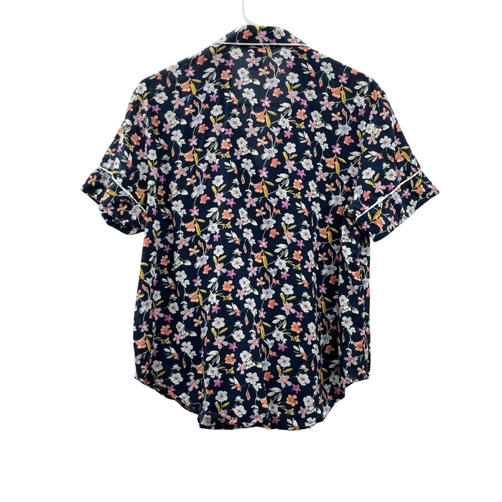 Victorias Secret Pajama Shorts Set Womens S Blue Floral Cotton Blend Used - Image 4