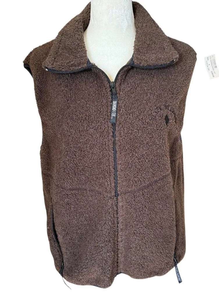Black Diamond brown sleeveless soft zip up collared vest women's size XS - Image 1