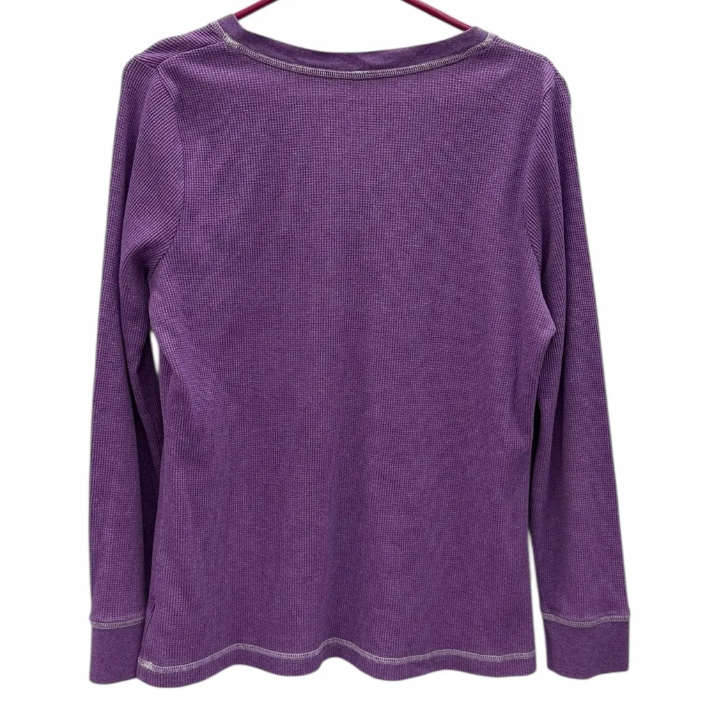 Lizwear purple thermal waffle knit long sleeve v neck top kangaroo pocket Medium - Image 9