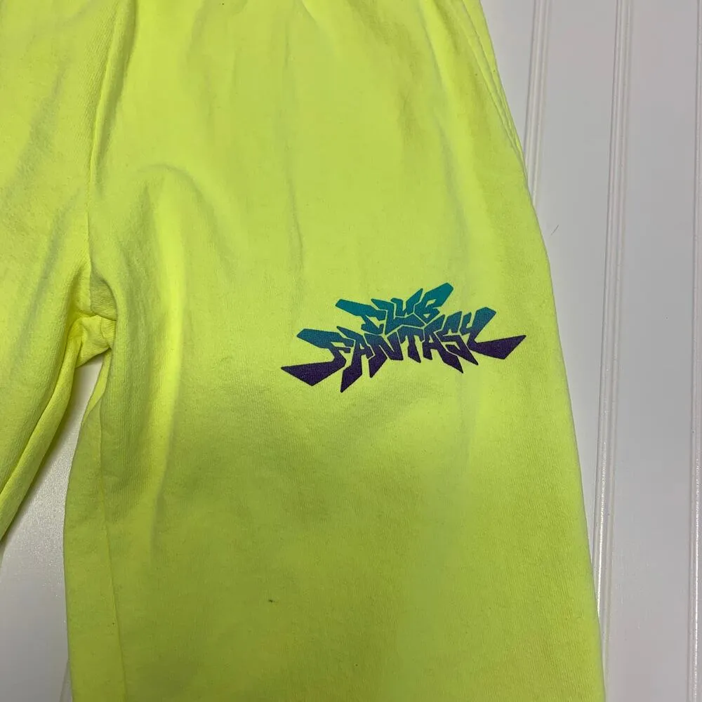 Club Fantasy Neon Yellow Starlight Sweatpants Sz Small - Image 8