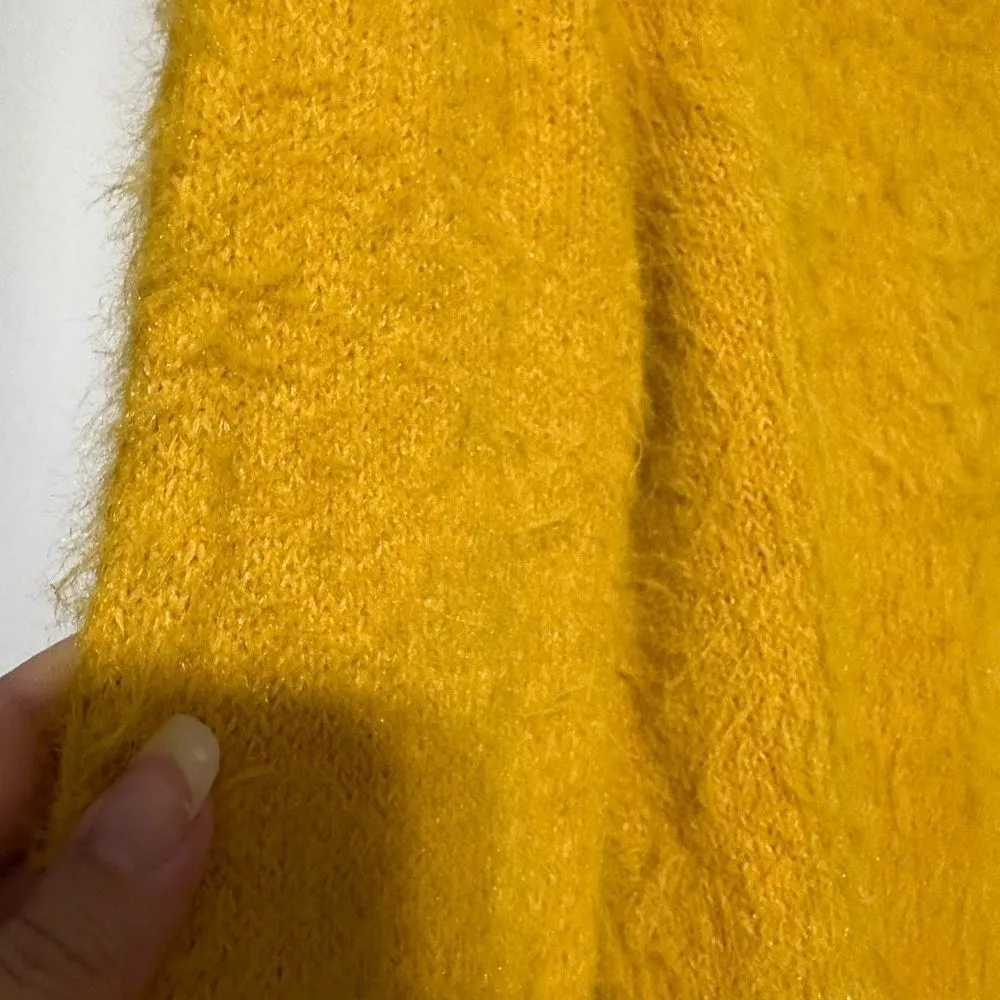 A New Day Yellow Fuzzy Super Soft Crew Neck Sweater. A New Day Yellow Fuzzy Supe - Image 3
