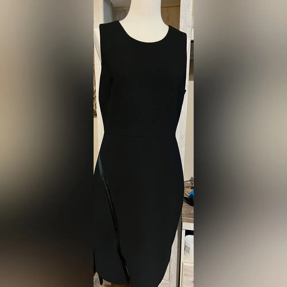 J. Crew Black Sheath Midi Dress Sleeveless Crew Neck - Image 2