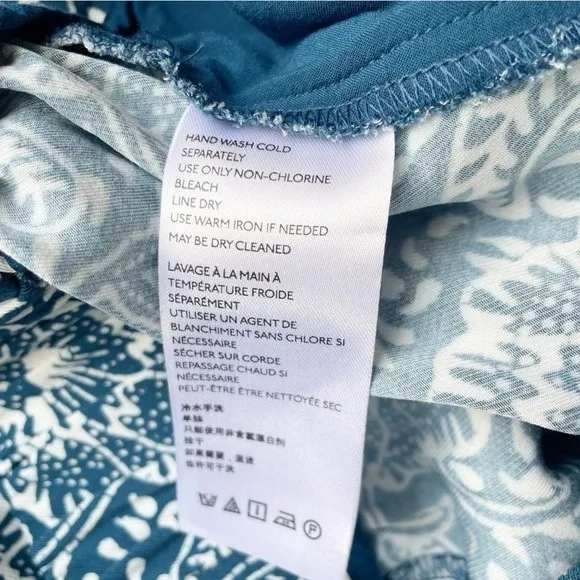 Anthropologie Maeve Blue Tile Print Flowy Pants Size SP Small Petite Boho Summer - Image 10