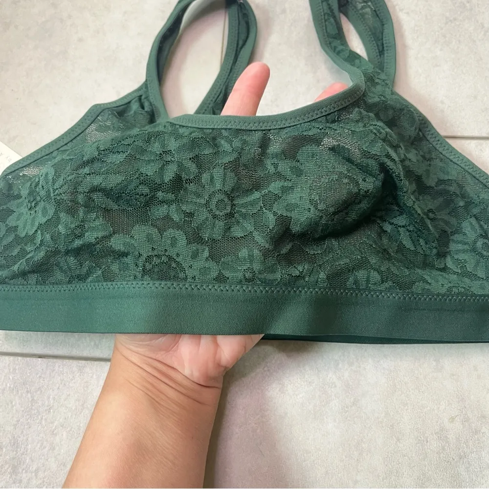 Smoothez by Aerie Emerald Green Floral Lace Sheer Bralette Unlined Small NWT - Image 7