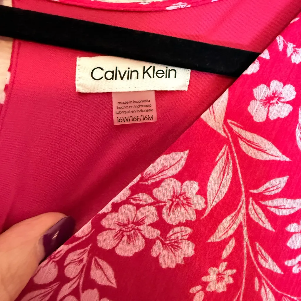 Calvin Klein Fuchsia Floral Dress - Image 3
