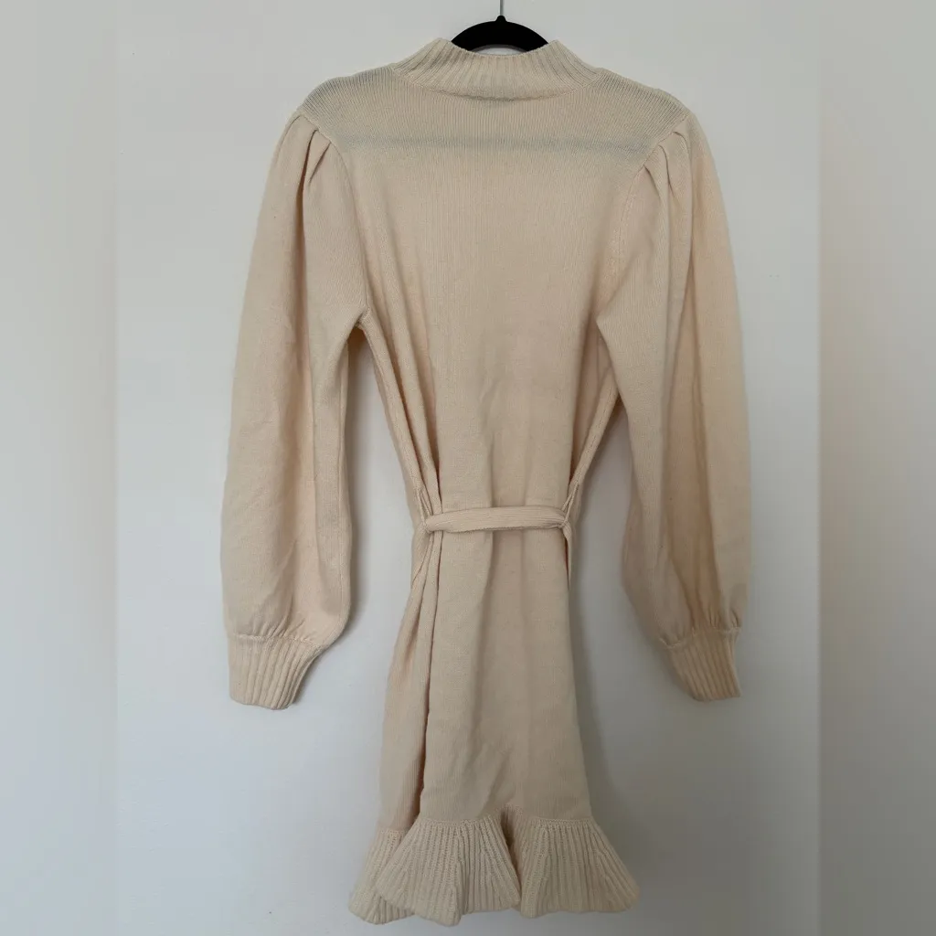 PAIGE Julita Belted Knit Fabric Sweater Dress Latte Foam - Image 6