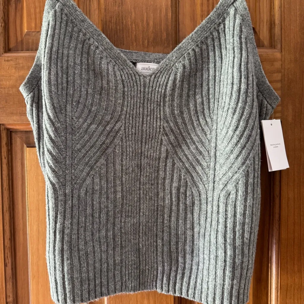Auden Sleepwear Sweater Knit Pajama Tank Top Women’s XL Gray V Neck Cozy Ribbed - Image 2