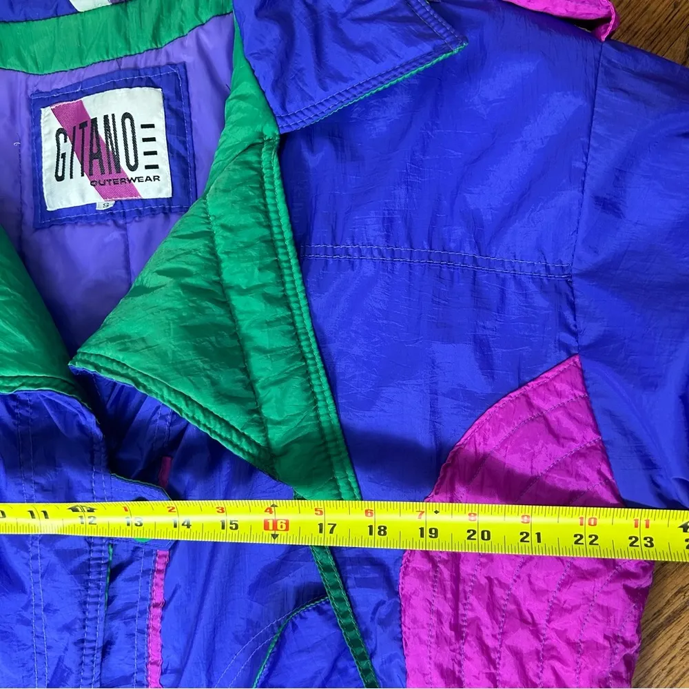 Vintage Gitano 90’s Retro Color Block Ski Winter Coat Puffer Jacket Size S Purple - Image 13