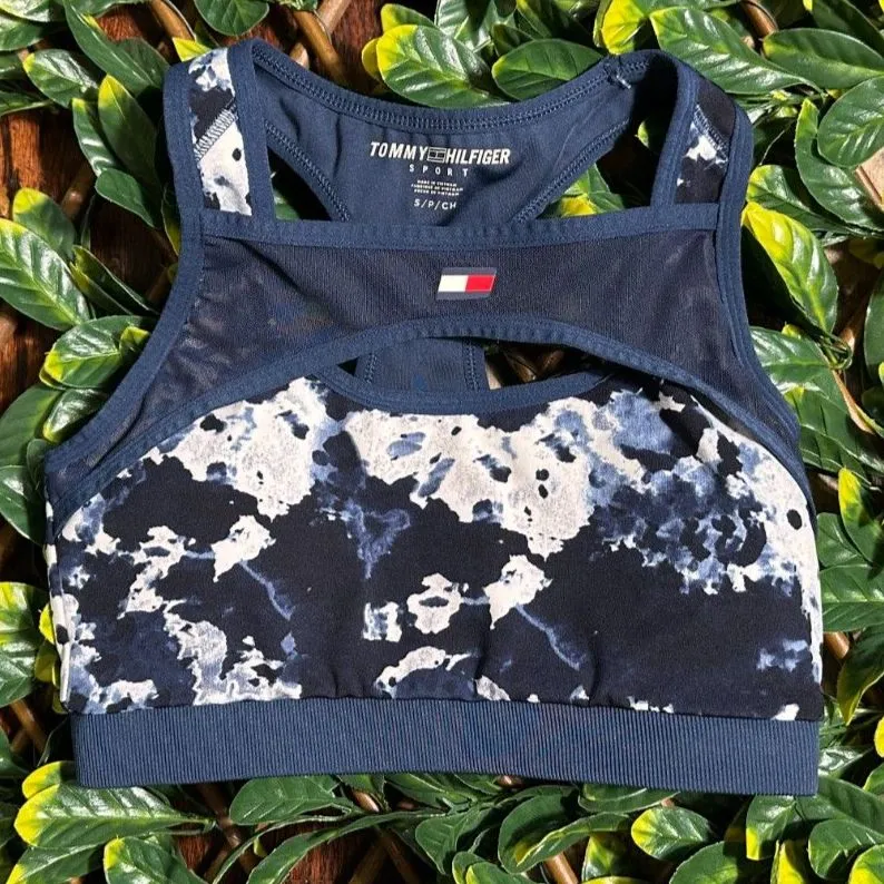 TOMMY HILFIGER SPORT Printed Racerback Sports Bra Size Small - Image 3