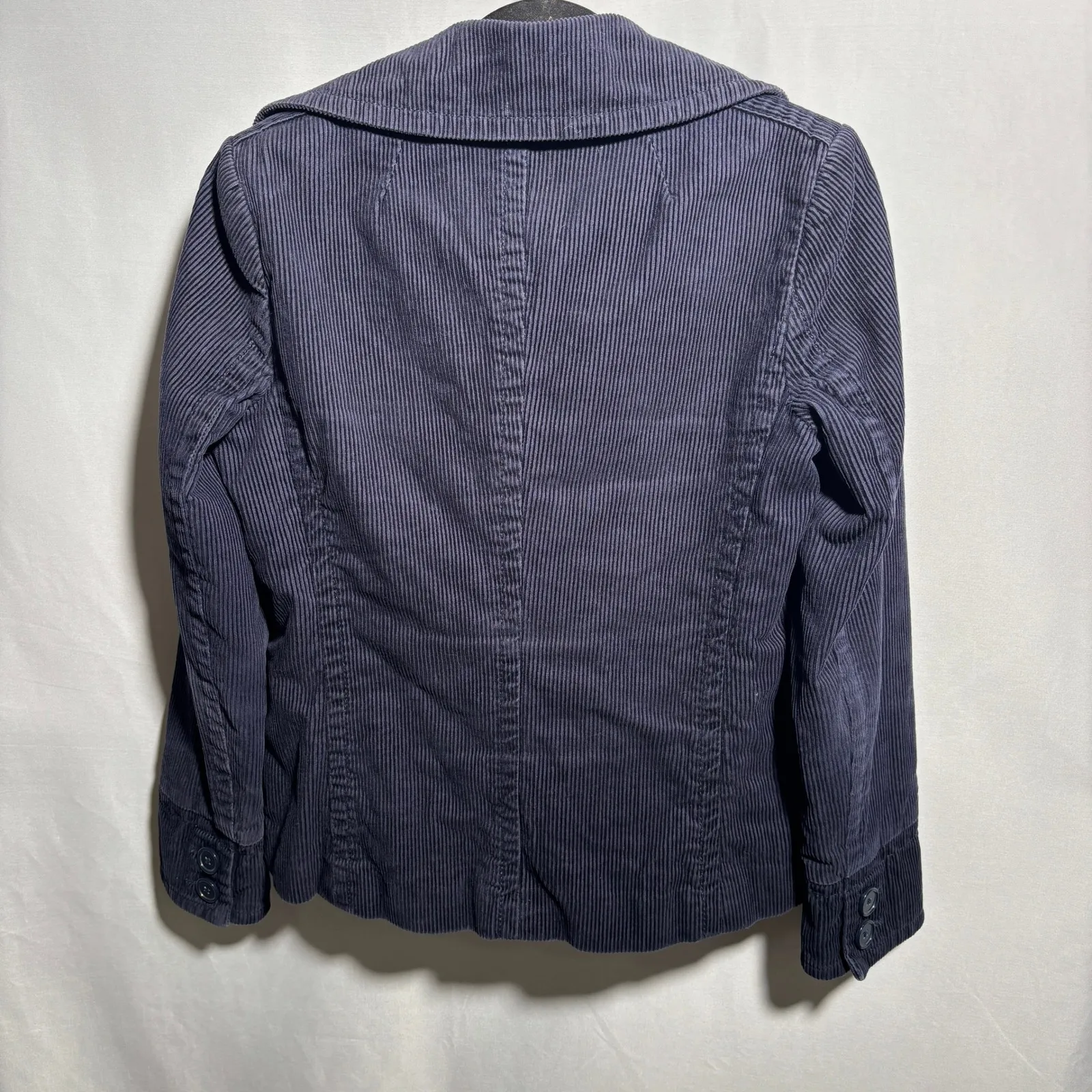 VTG Gap‎ Navy Blue Pea Coat Corduroy Indie Double Breasted Twee Academia M Y2K - Image 2