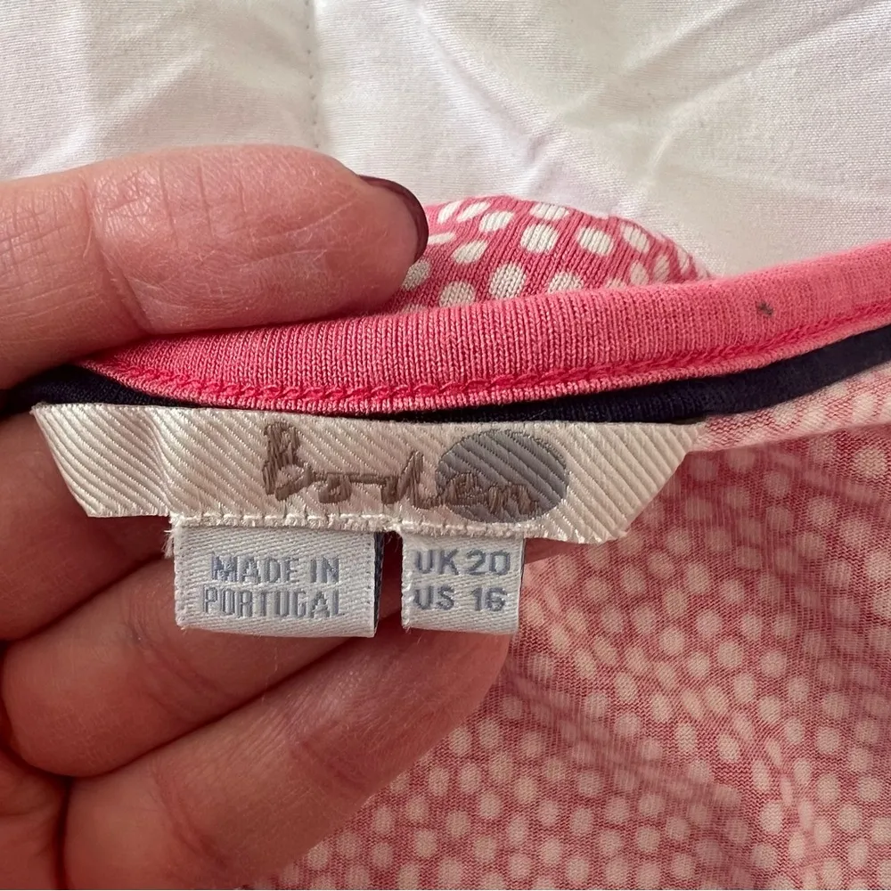 Boden Scoop Neck Blouse Top Size 16 UK 20 Barbie Pink and White Polka Do… - Image 3