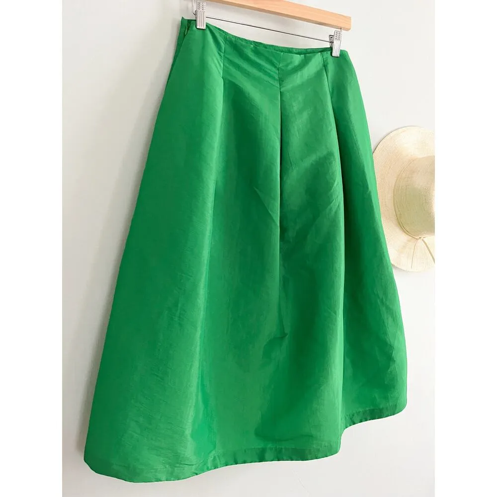 Anthropologie | Maeve Asymmetrical Sateen Skirt | Green | Sz 6 | NWT - Image 8