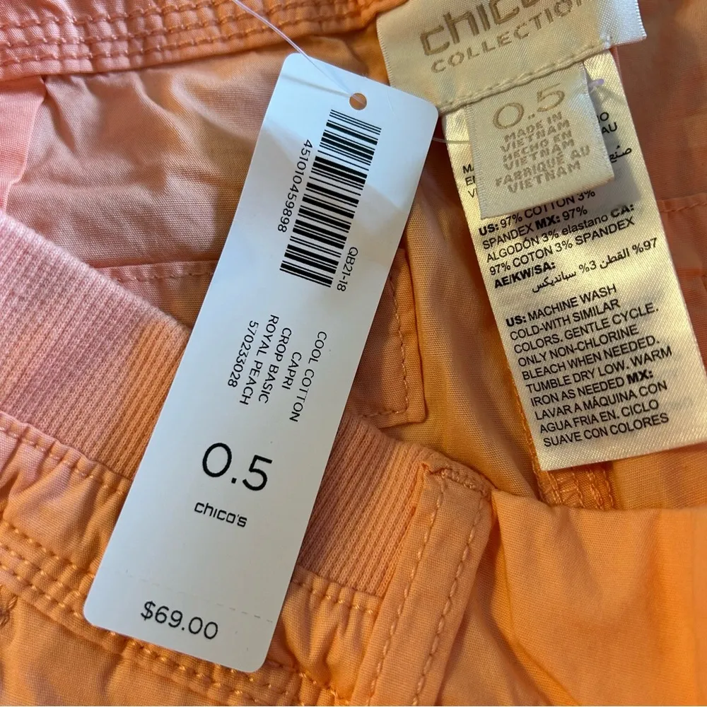 Chico’s royal peach cotton capri pants size 0.5 or 6 breathable lightweight - Image 5