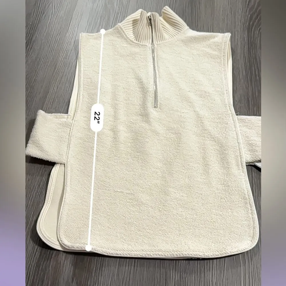Zara‎ Off White Cream Sleeveless Half Zip Open Side Jacket Top Size M/L - Image 8