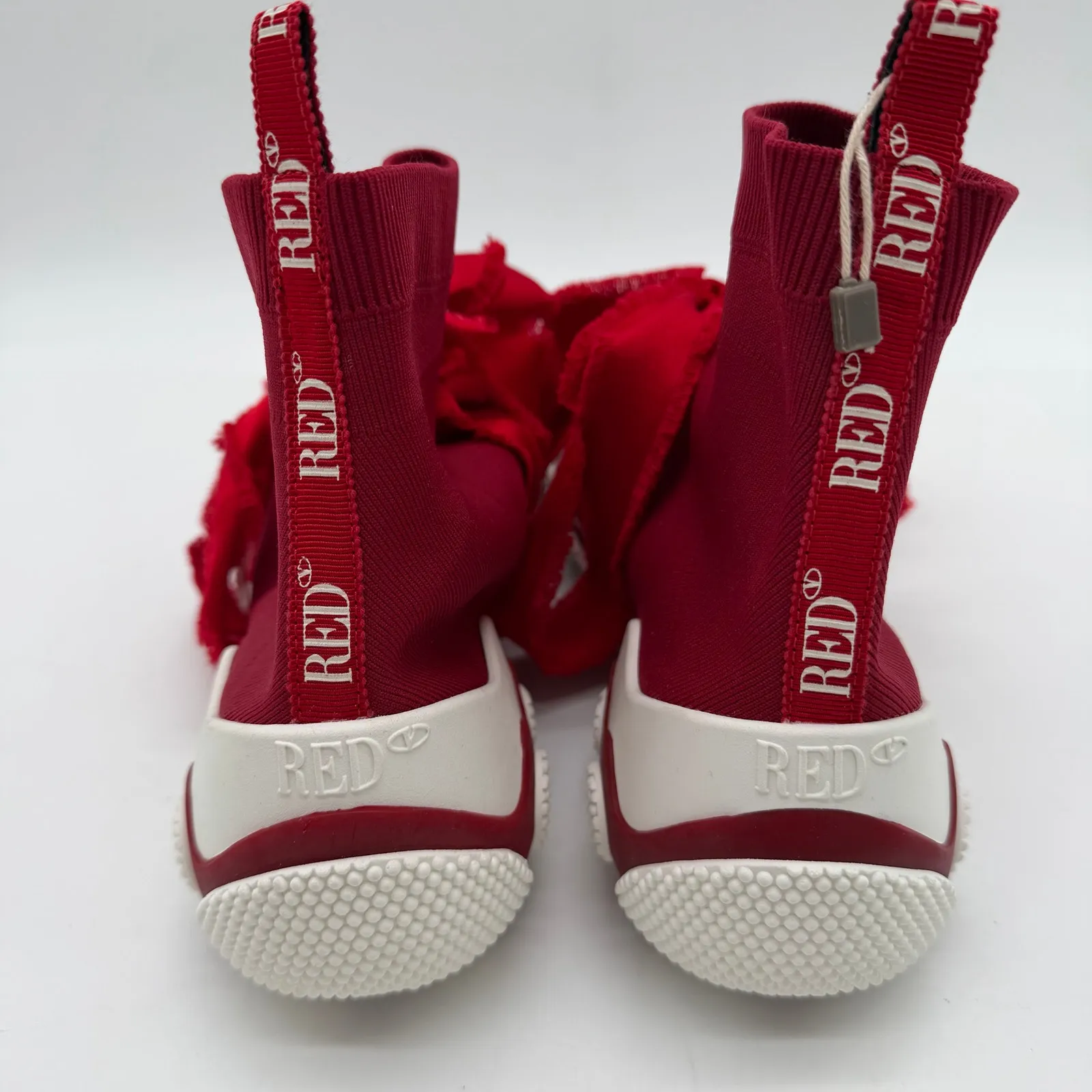 RED Valentino Glam Run Satin Trim Romantic Stretch Knit High Top Sneakers 41 11 - Image 5