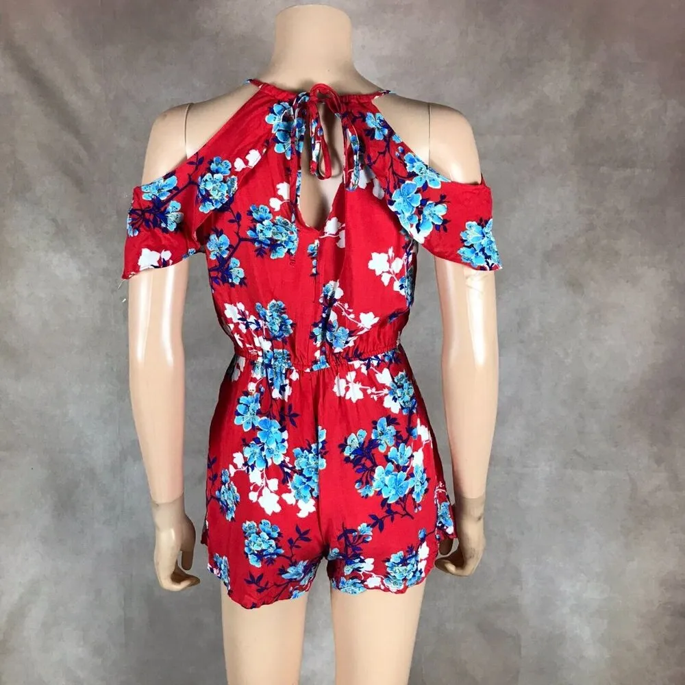BeBop Floral Cold-Shoulder Summer Romper NWT SMALL - Image 5