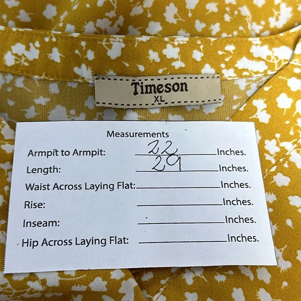 Timeson Women's Casual Chiffon V Neck 3/4 Sleeve Blouse Tops Sz XL White - Image 9